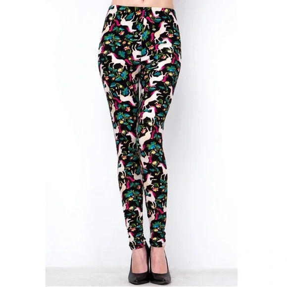 Unicorn Print Soft Stretch Leggings NWT - Picture 2 of 5